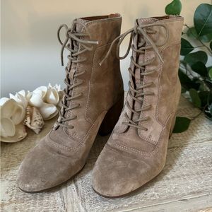 Franco Sarto Lace Up Tan Booties.